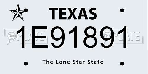 1E91891 Texas License Plate