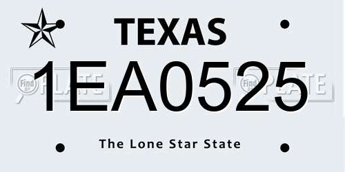 1EA0525 Texas License Plate