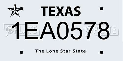 1EA0578 Texas License Plate