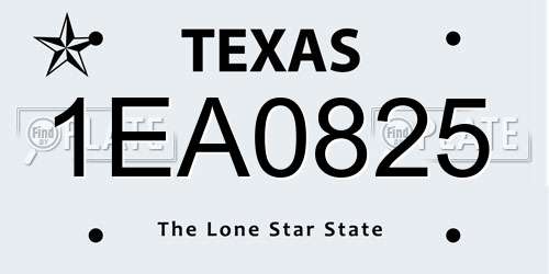1EA0825 Texas License Plate