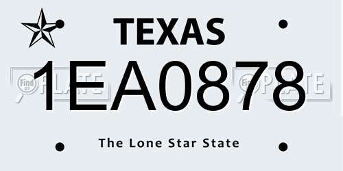 1EA0878 Texas License Plate