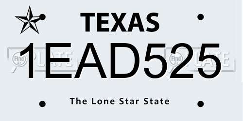 1EAD525 Texas License Plate
