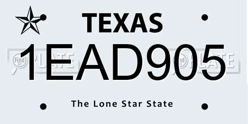 1EAD905 Texas License Plate