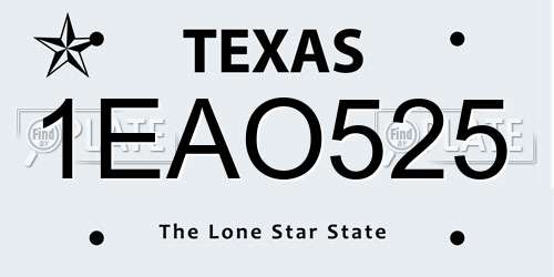1EAO525 Texas License Plate