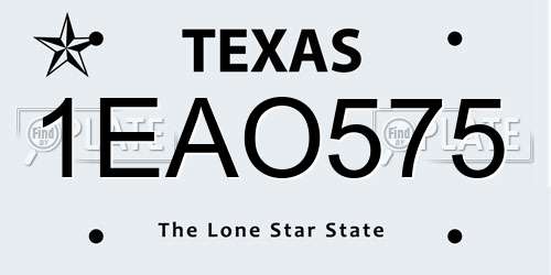 1EAO575 Texas License Plate
