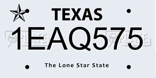1EAQ575 Texas License Plate