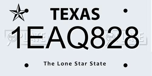 1EAQ828 Texas License Plate