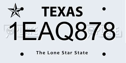 1EAQ878 Texas License Plate