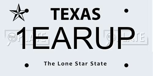 1EARUP Texas License Plate