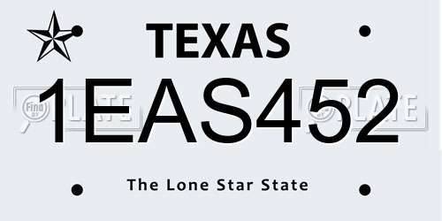 1EAS452 Texas License Plate