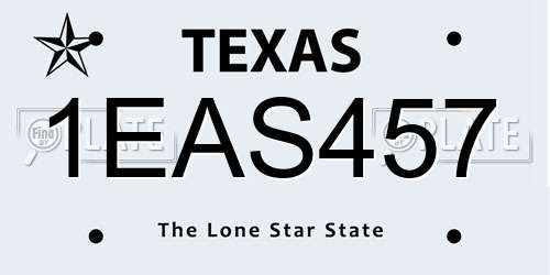 1EAS457 Texas License Plate