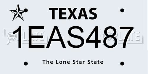 1EAS487 Texas License Plate