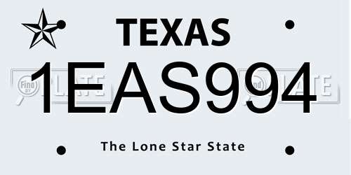 1EAS994 Texas License Plate