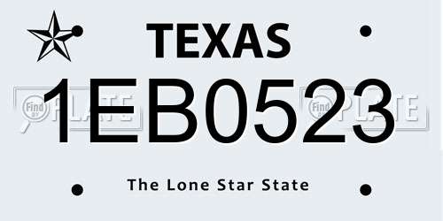 1EB0523 Texas License Plate