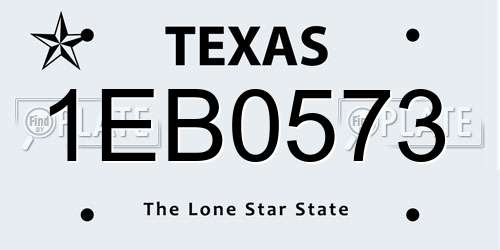 1EB0573 Texas License Plate