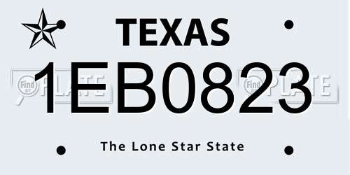 1EB0823 Texas License Plate