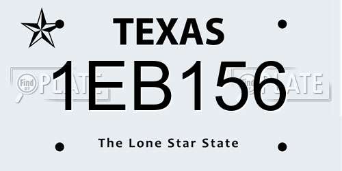 1EB156 Texas License Plate