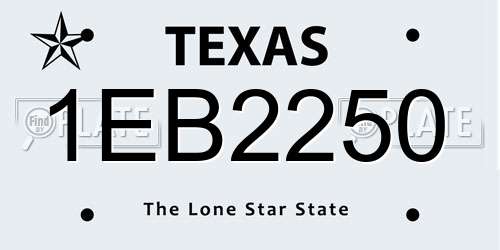 1EB2250 Texas License Plate