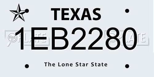 1EB2280 Texas License Plate