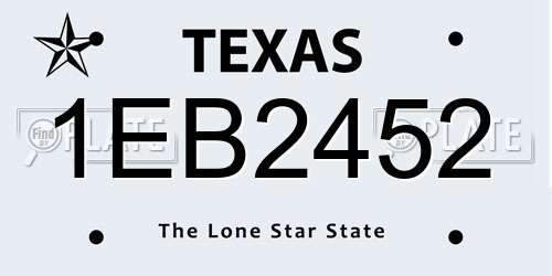 1EB2452 Texas License Plate