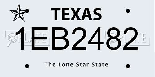 1EB2482 Texas License Plate