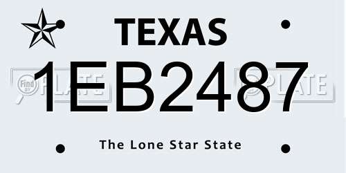 1EB2487 Texas License Plate