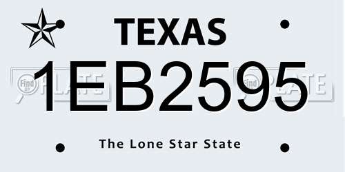 1EB2595 Texas License Plate