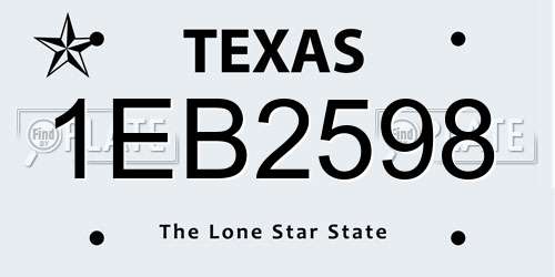 1EB2598 Texas License Plate