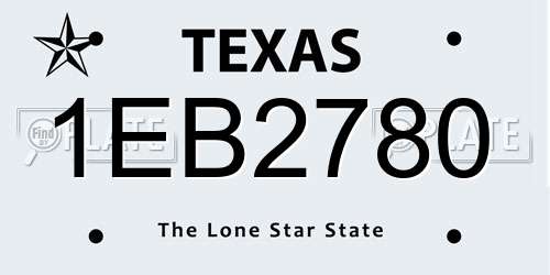 1EB2780 Texas License Plate