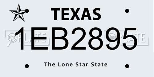 1EB2895 Texas License Plate