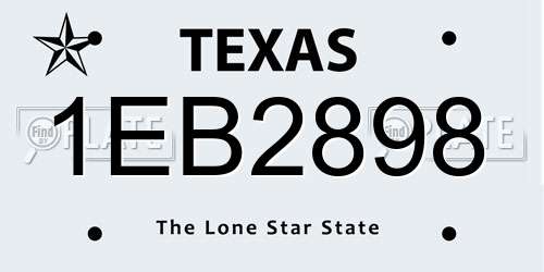 1EB2898 Texas License Plate