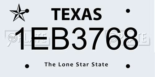1EB3768 Texas License Plate