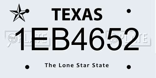1EB4652 Texas License Plate