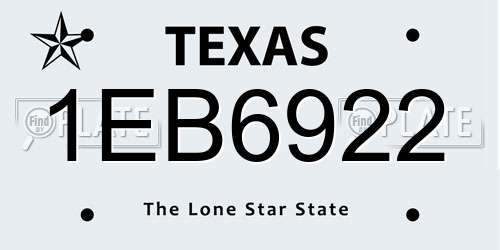 1EB6922 Texas License Plate