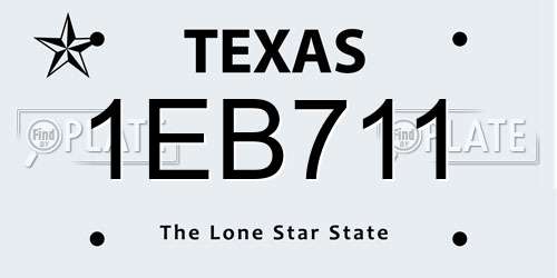 1EB711 Texas License Plate