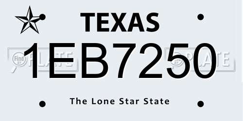 1EB7250 Texas License Plate