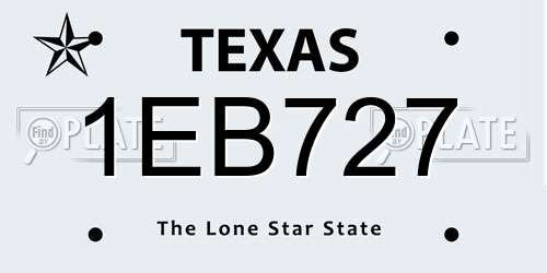 1EB727 Texas License Plate