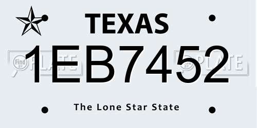 1EB7452 Texas License Plate