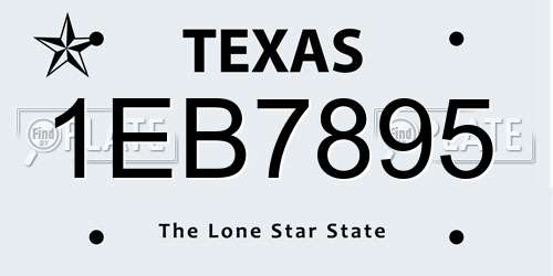 1EB7895 Texas License Plate