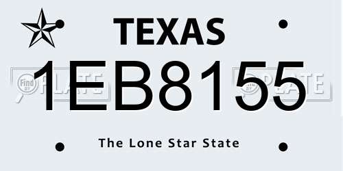 1EB8155 Texas License Plate