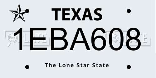 1EBA608 Texas License Plate