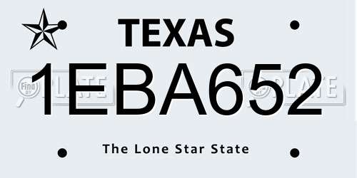 1EBA652 Texas License Plate