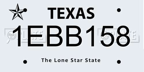 1EBB158 Texas License Plate