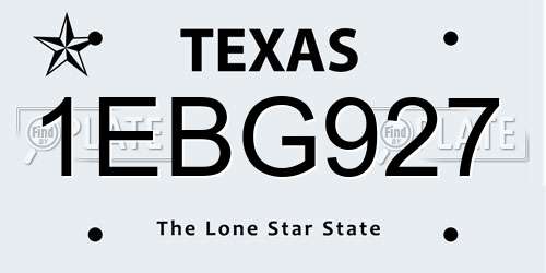 1EBG927 Texas License Plate
