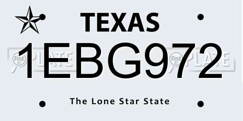 1EBG972 Texas License Plate