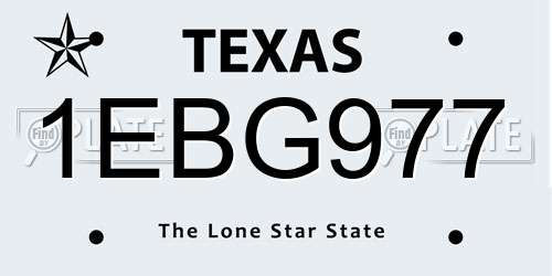 1EBG977 Texas License Plate