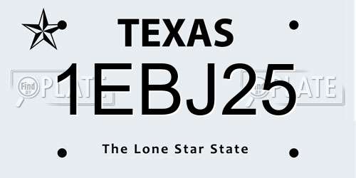 1EBJ25 Texas License Plate
