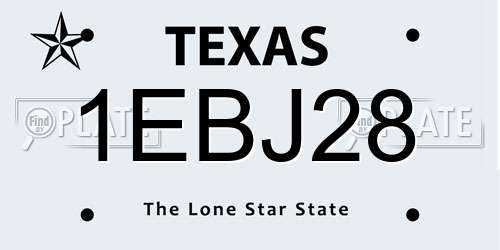 1EBJ28 Texas License Plate