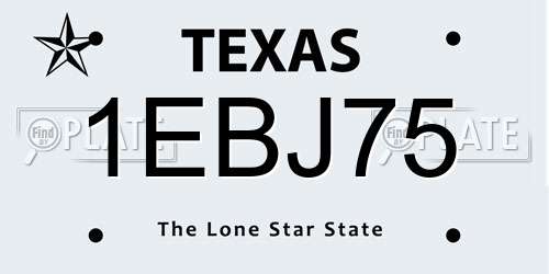 1EBJ75 Texas License Plate