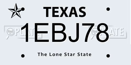 1EBJ78 Texas License Plate
